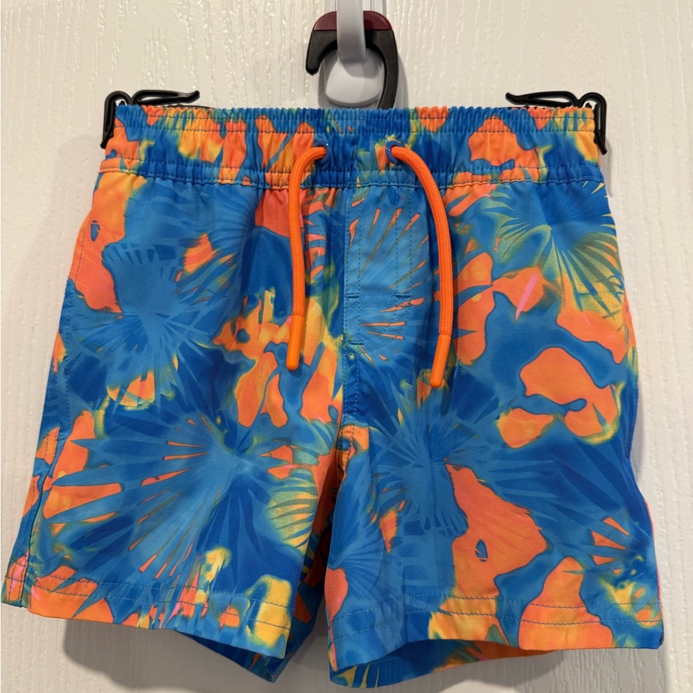 Vibrant Blue and Orange Swim Shorts